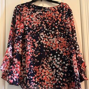 Kasper Pink Bell Sleeve Blouse Relaxed Fit